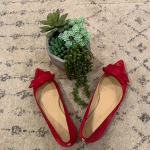 Ivanka Trump Red Suede Point Flats